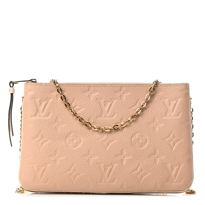 Louis Vuitton Empreinte Double Zip Pochette Beige Rose Creme 1 of 4