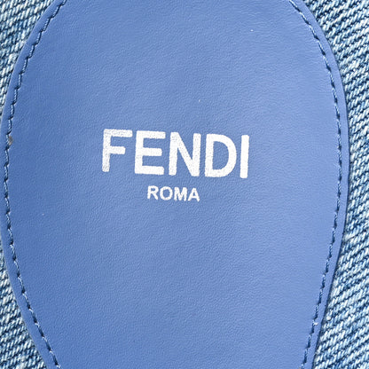 Fendi Denim FF Quilted Fendi Feel Buckled Slide Sandals 37.5 Blue 10 of 13
