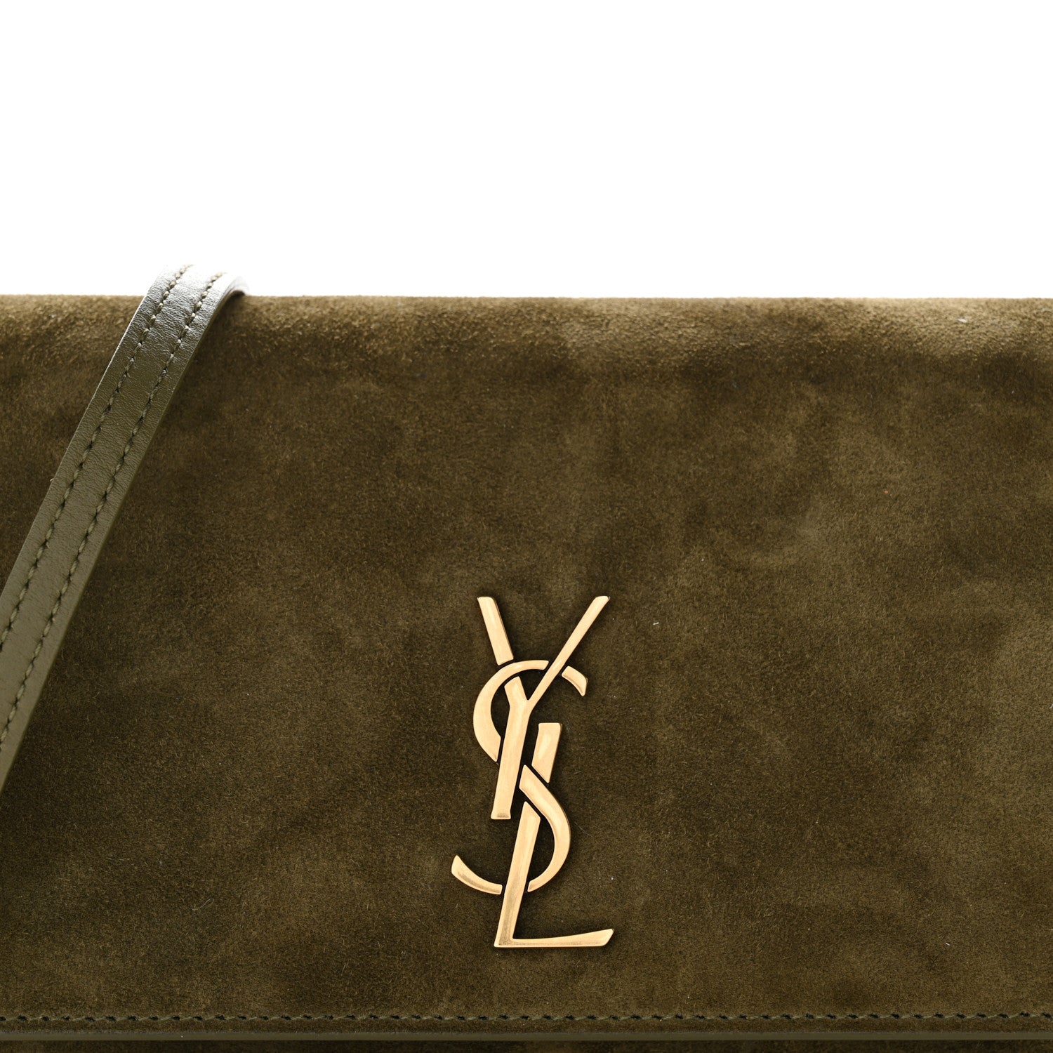 Saint Laurent Suede Monogram Phone Holder Crossbody Loden Green 8 of 10