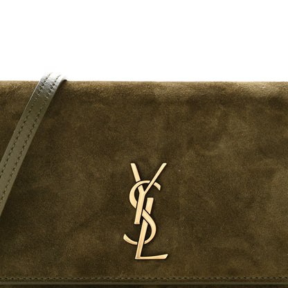 Saint Laurent Suede Monogram Phone Holder Crossbody Loden Green 8 of 10