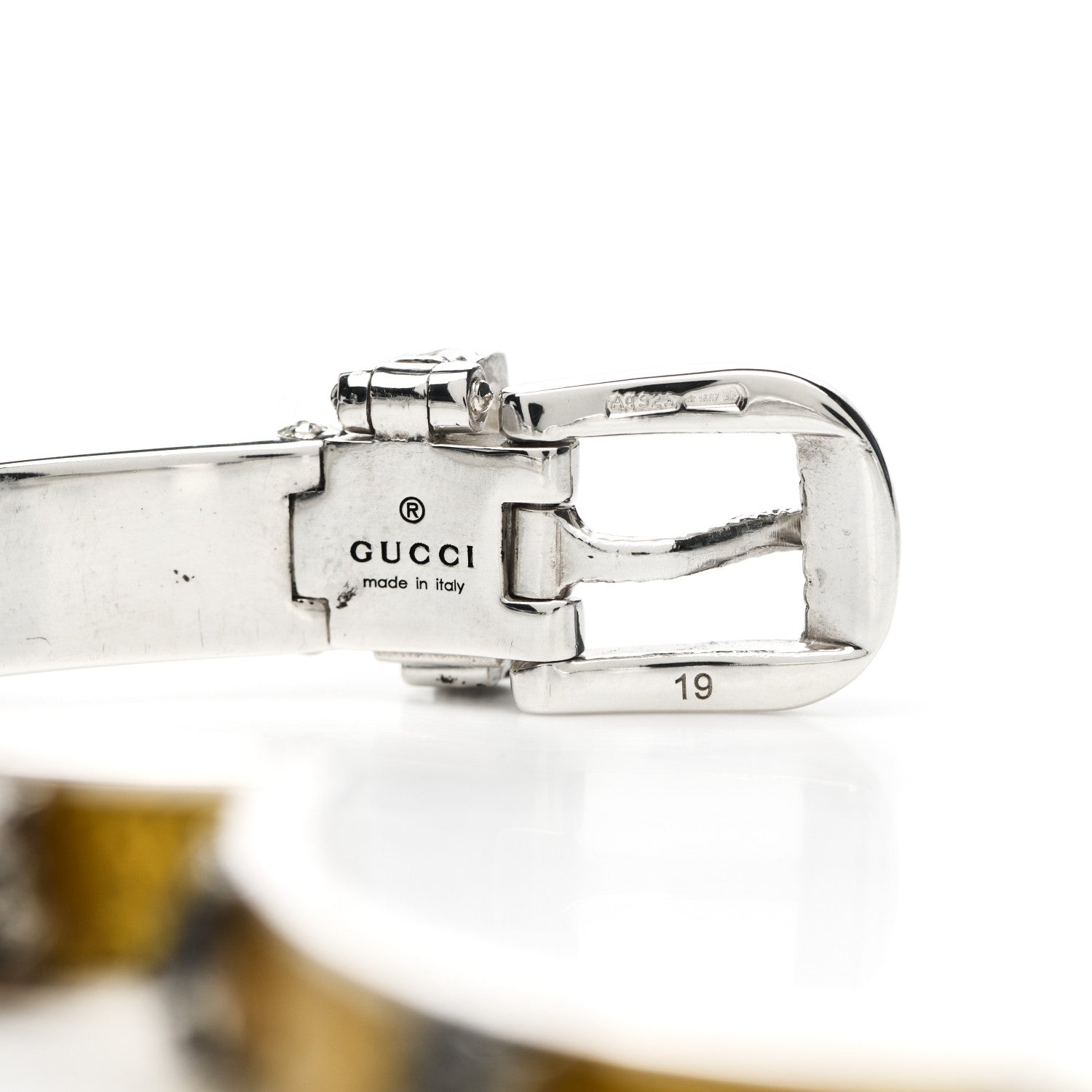 Gucci Sterling Silver Enamel Garden Feline Buckle Bracelet Yellow 5 of 7
