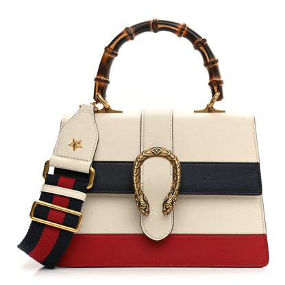 Gucci Calfskin Bamboo Web Medium Dionysus Top Handle Bag White Blue Hibiscus Red 1 of 16