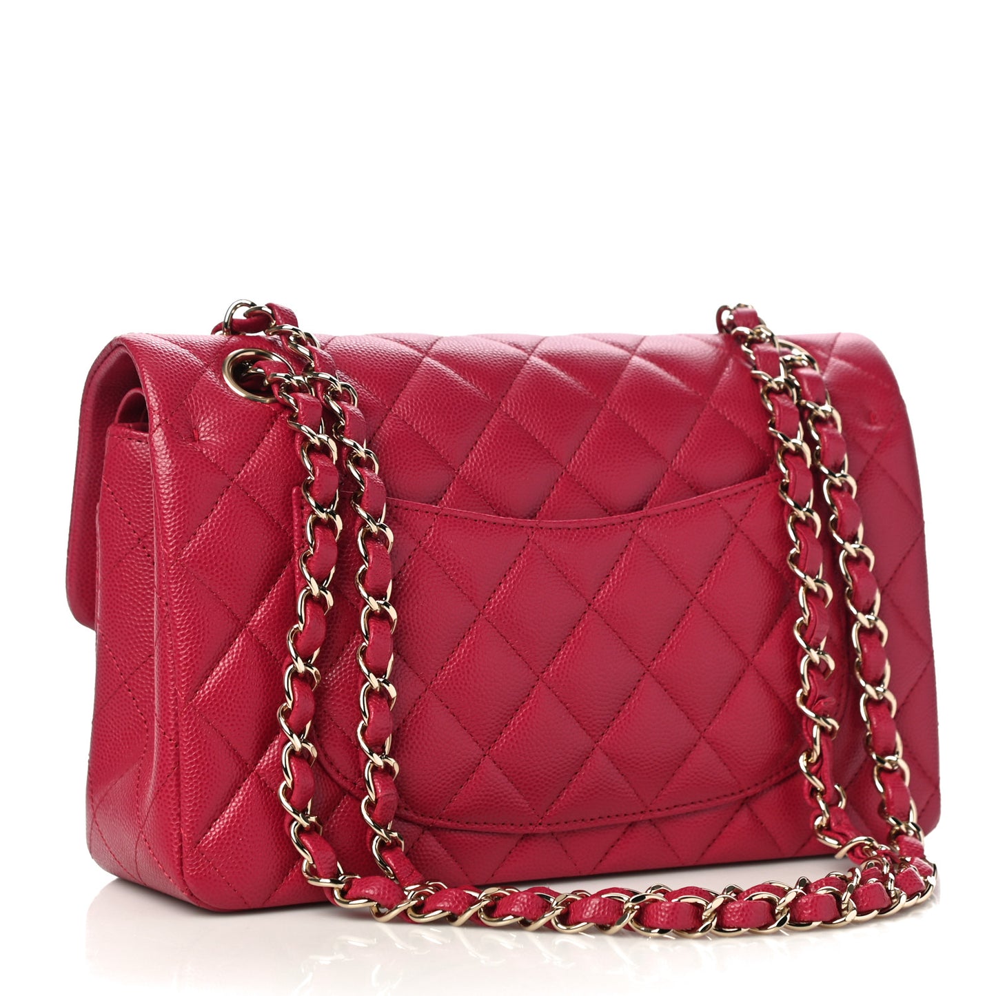Caviar Quilted Small Double Flap Dark Pink