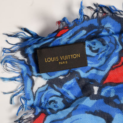 Louis Vuitton Modal Silk Rock'n'Roses Stole Blue 5 of 6