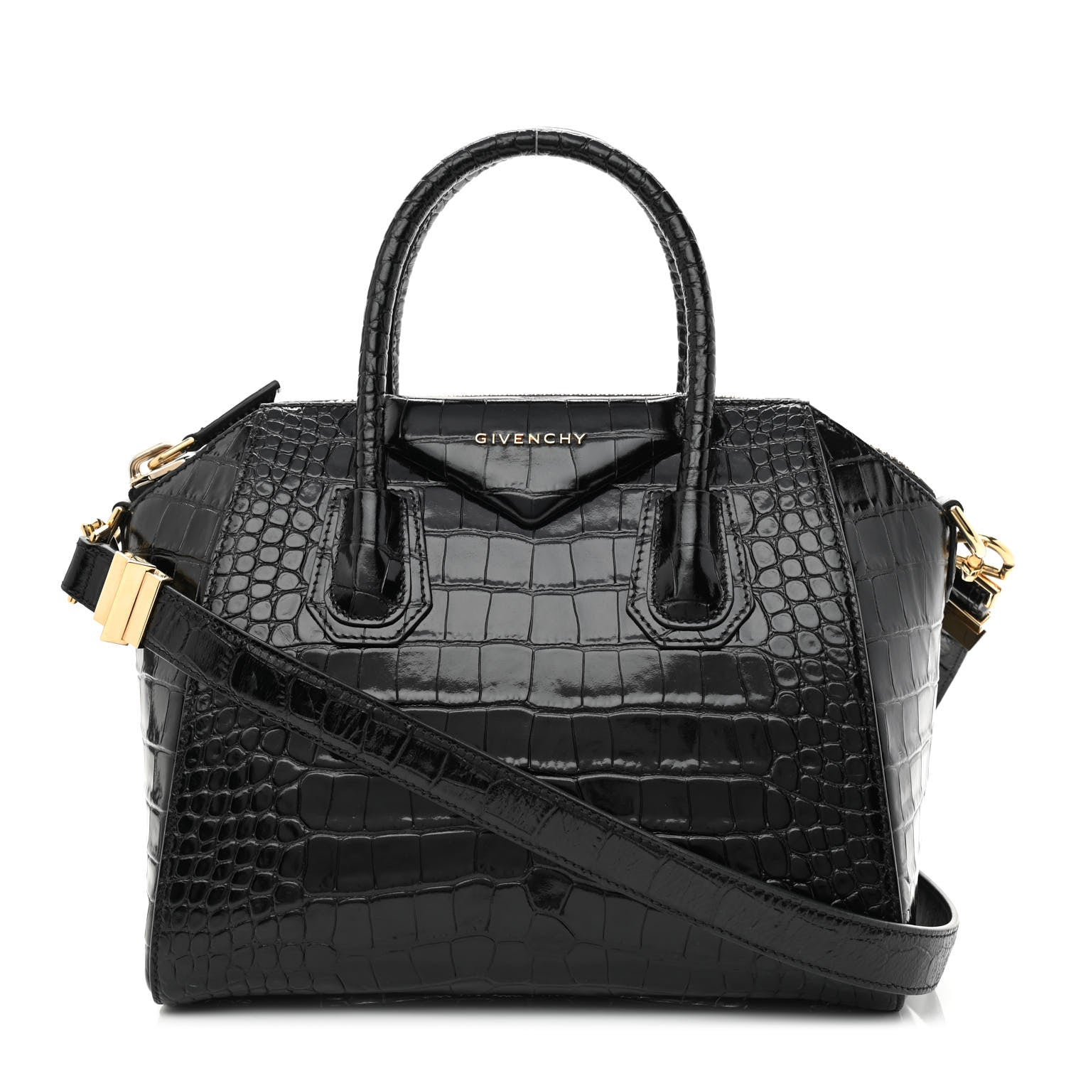 Givenchy Calfskin Crocodile Embossed Small Antigona Black 1 of 10
