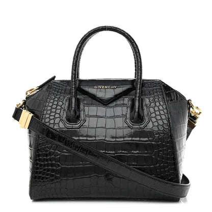 Givenchy Calfskin Crocodile Embossed Small Antigona Black 1 of 10