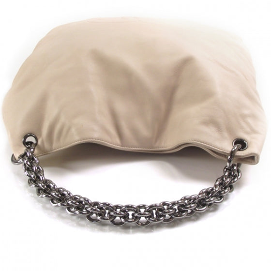 Leather Soft and Chain Large Hobo Ivory