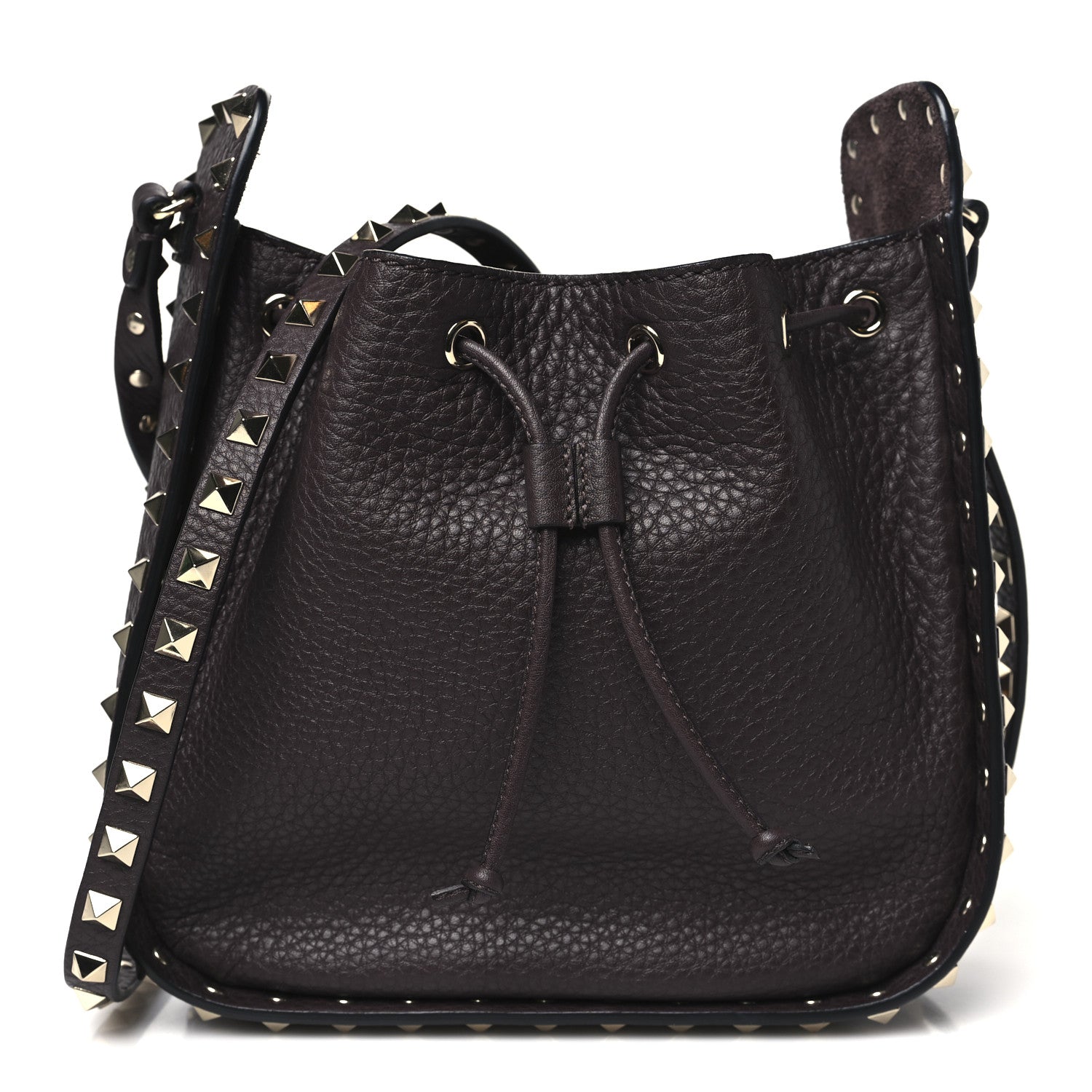 Valentino Garavani Grained Calfskin Rockstud Bucket Bag Vinaccia 1 of 9