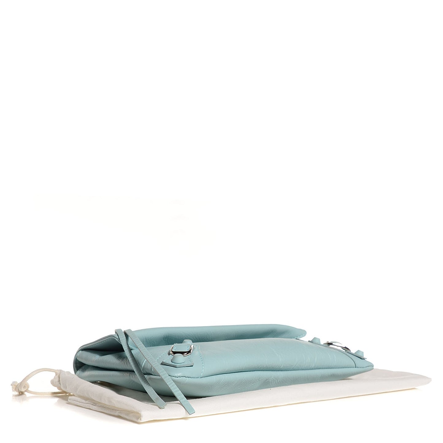 Matte Goatskin Rubber Covered Classic Hardware Envelope Clutch Bleu Layette