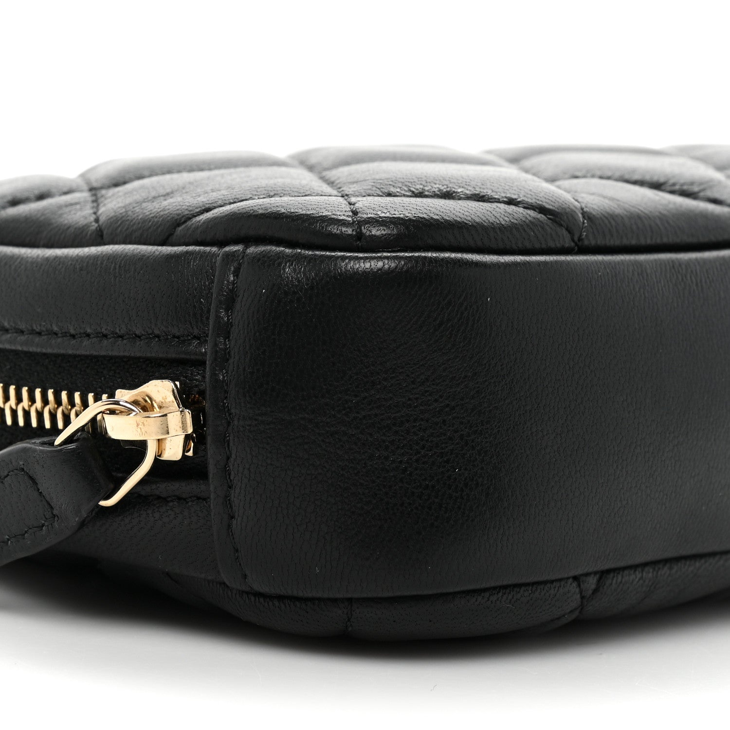 Chanel Lambskin Quilted Small Curvy Pouch Cosmetic Case Black 9 of 10