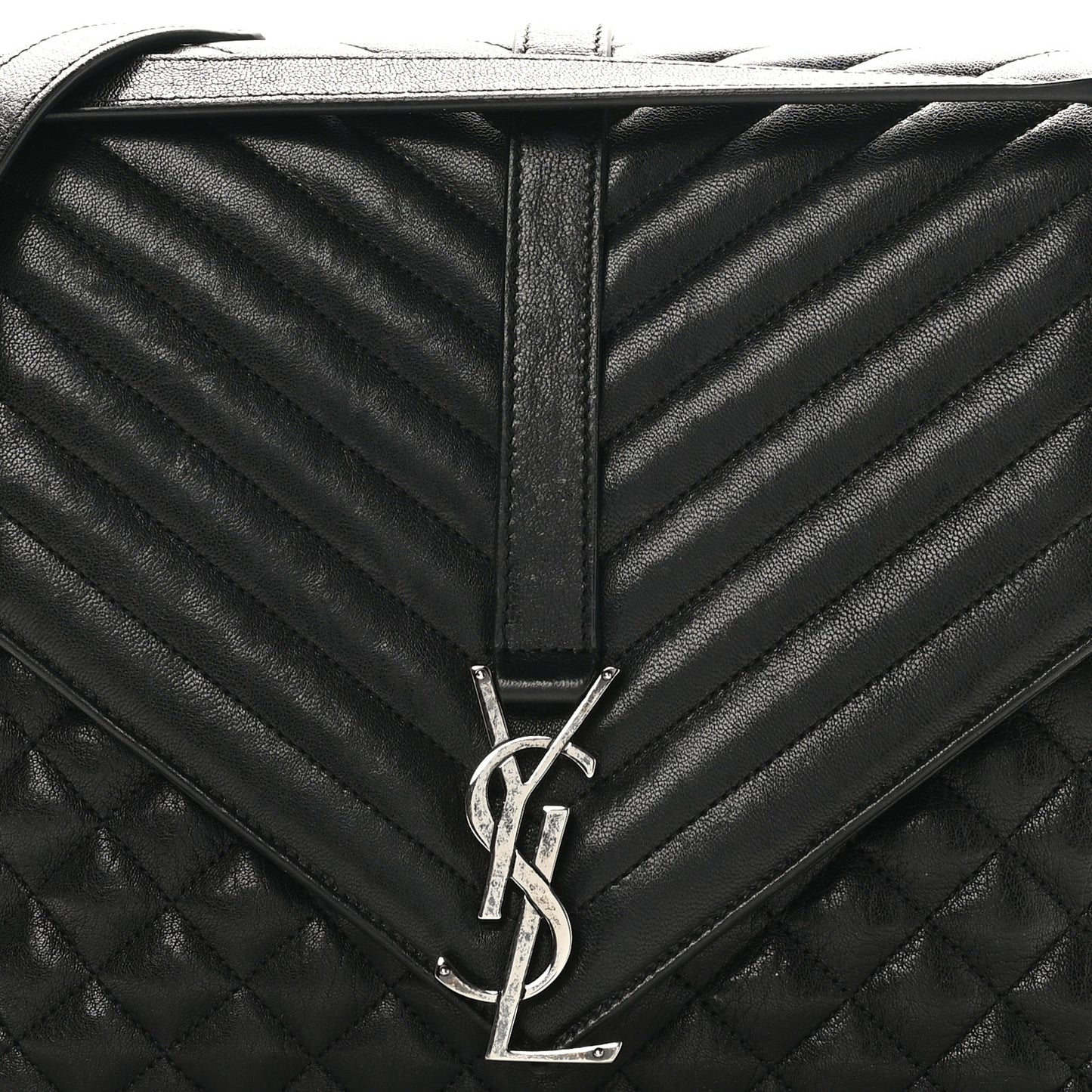 Calfskin Mixed Matelasse Triquilt Large Monogram Satchel Black