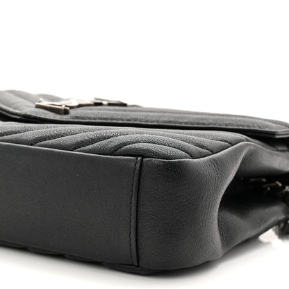 Saint Laurent Sheepskin Matelasse Chevron Monogram Medium College Bag Black 17 of 20