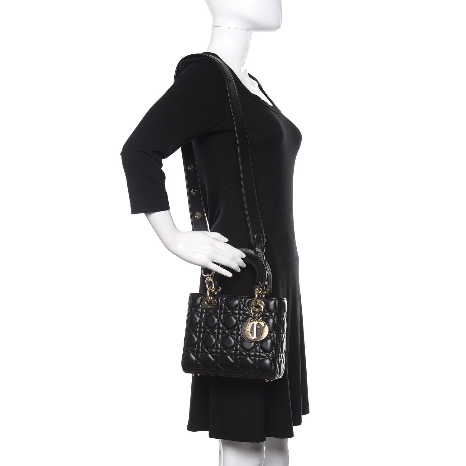 Christian Dior Lambskin Cannage Small Lucky Badges My Lady Dior Black 2 of 13
