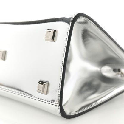 Salvatore Ferragamo Metallic Calfskin Small The Studio Box Bag Argento 10 of 13