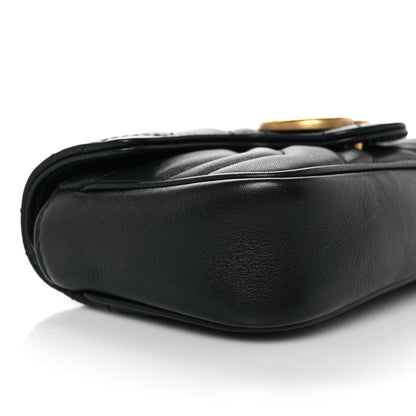Gucci Calfskin Matelasse Super Mini GG Marmont Shoulder Bag Black 8 of 9