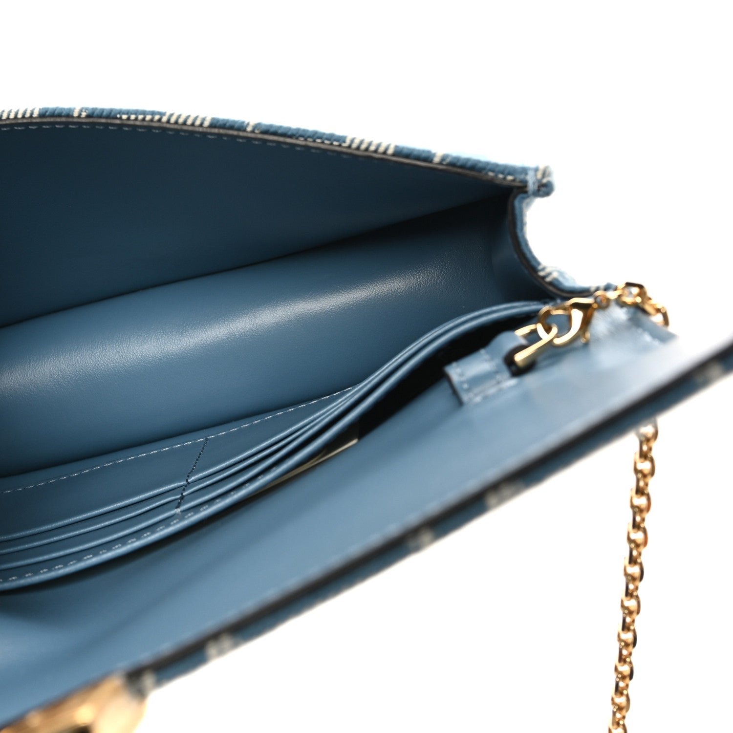 Fendi Denim FF 1974 Wallet On Chain Baguette Blue Blue White 5 of 9