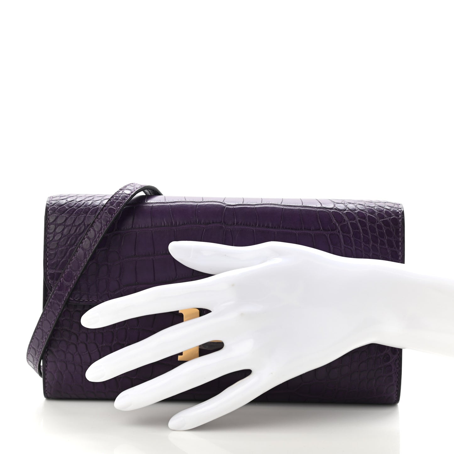 Matte Alligator Constance Long Wallet To Go Amethyst