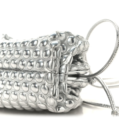 Bottega Veneta Metallic Fabric Bubble Wrap The Mini Pouch Silver 9 of 9