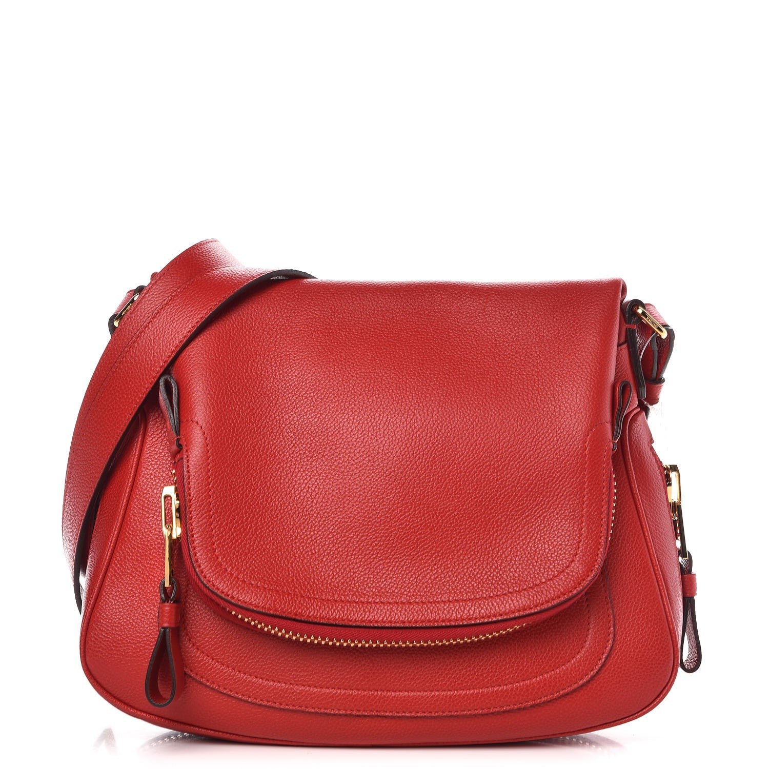 Tom Ford Pebbled Calfskin Medium Jennifer Flame Red 1 of 6