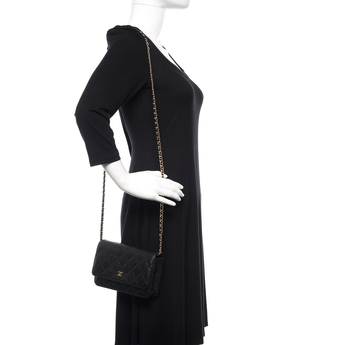 Caviar Quilted Wallet On Chain WOC Black