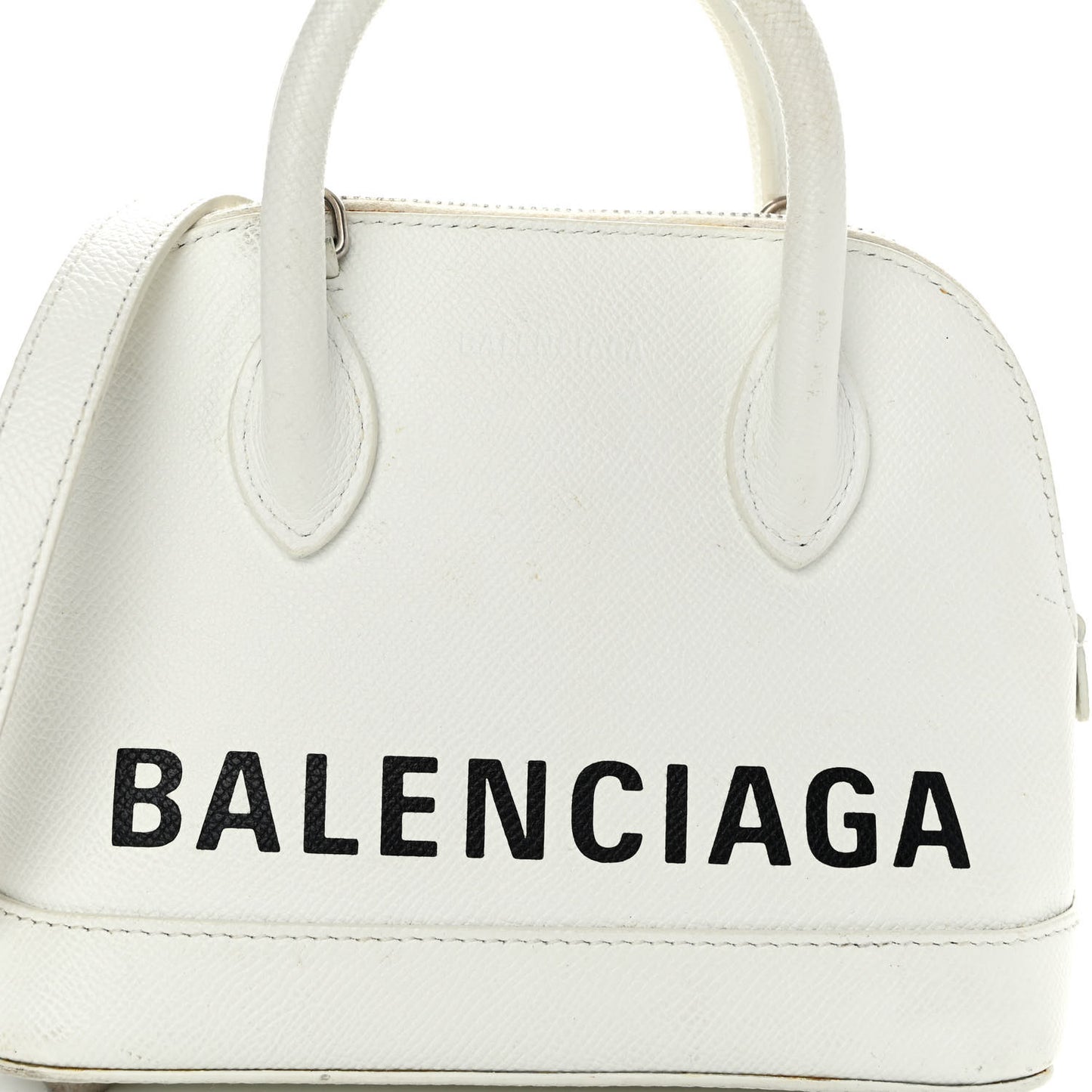 Grained Calfskin XXS Ville Top Handle Bag White Black