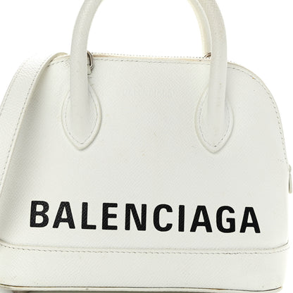 Balenciaga Grained Calfskin XXS Ville Top Handle Bag White Black 7 of 12