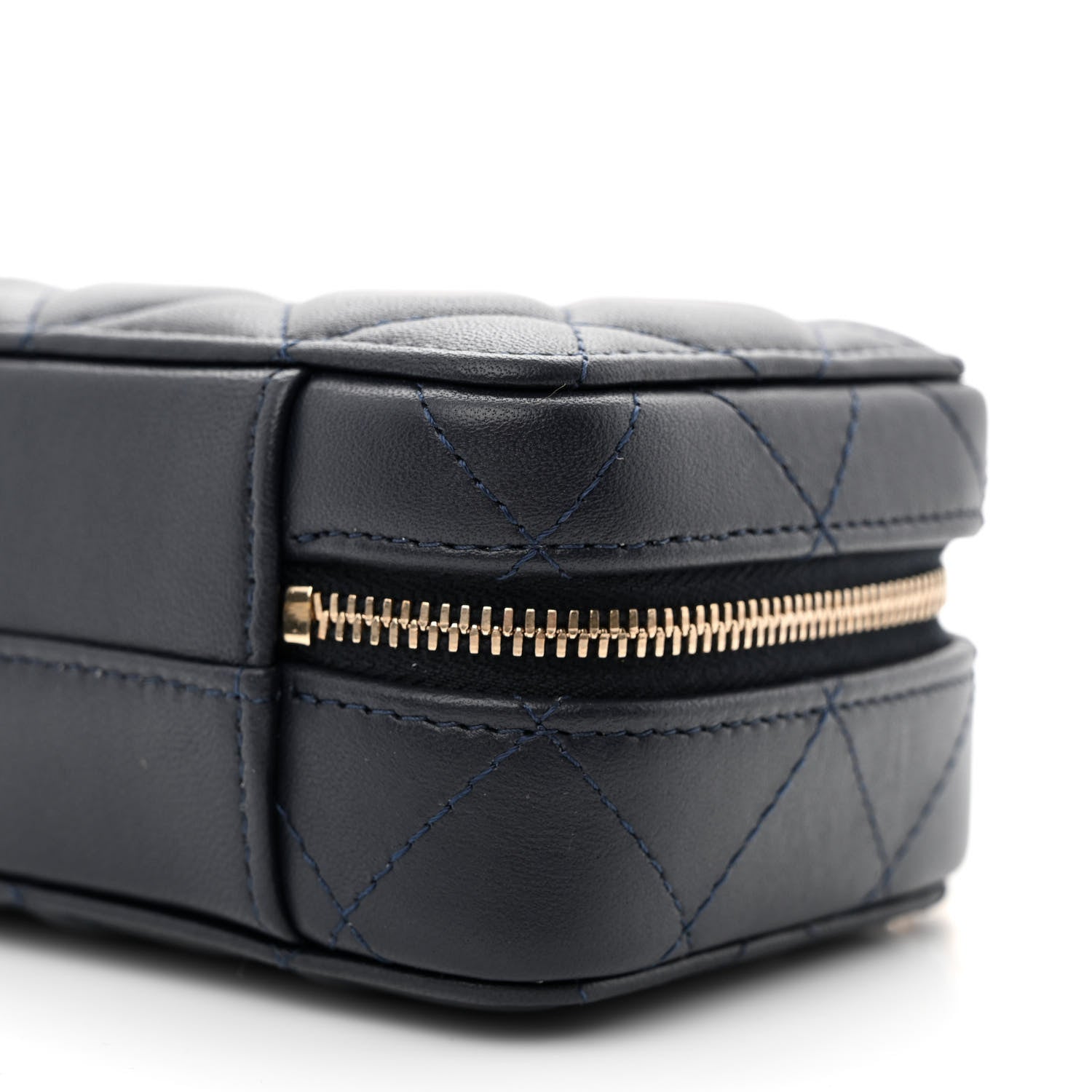 Chanel Lambskin Quilted Chain Top Handle Vanity Case Blue 10 of 11