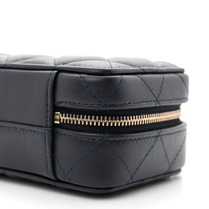 Chanel Lambskin Quilted Chain Top Handle Vanity Case Blue 10 of 11