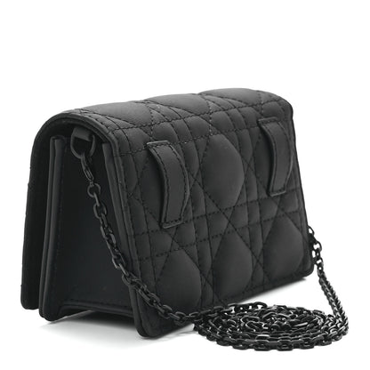 Christian Dior Ultra Matte Calfskin Cannage Mini Waist Pouch on Chain Black 3 of 9
