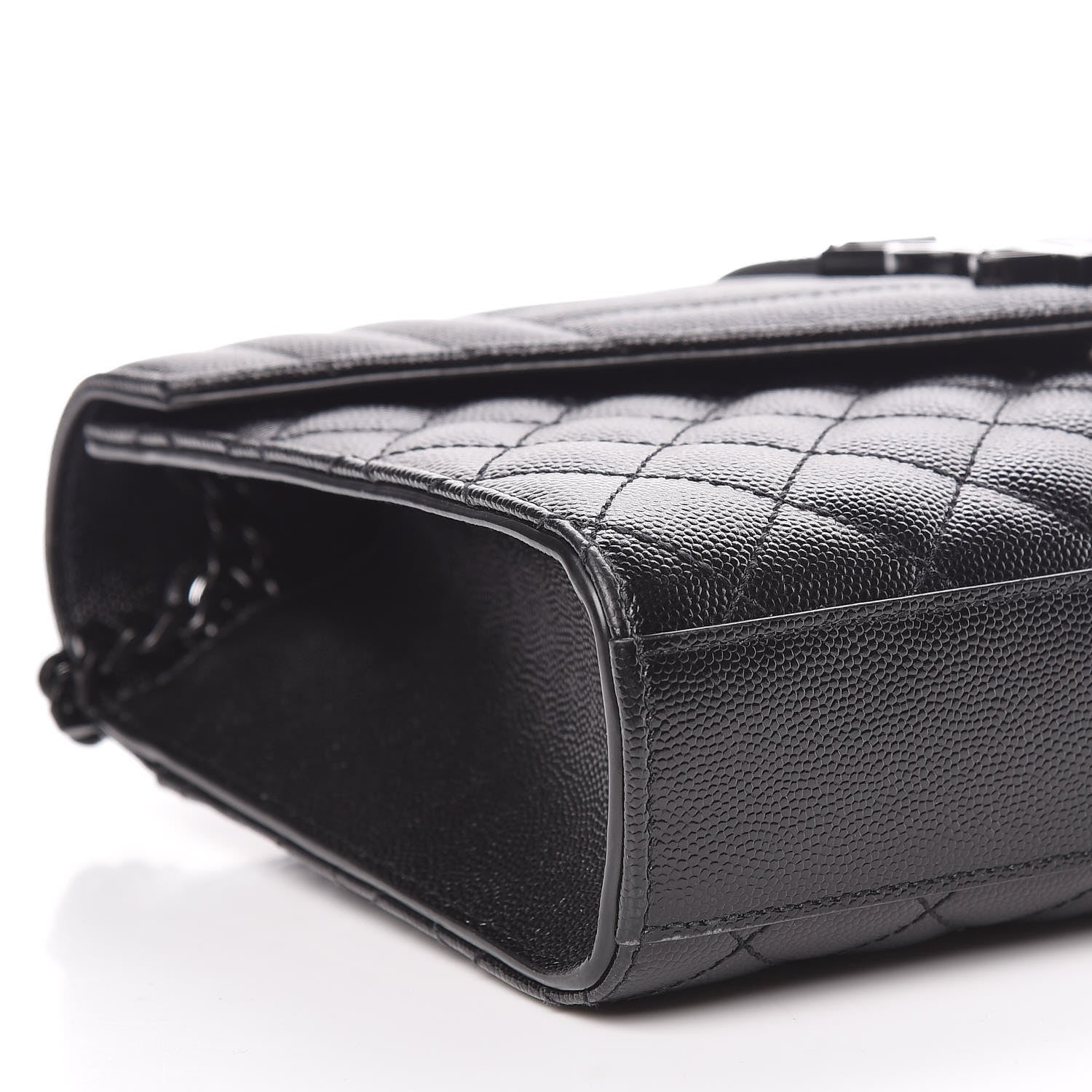 Saint Laurent Grain De Poudre Textured Mixed Matelasse Triquilt Medium Monogram Satchel Black 6 of 10