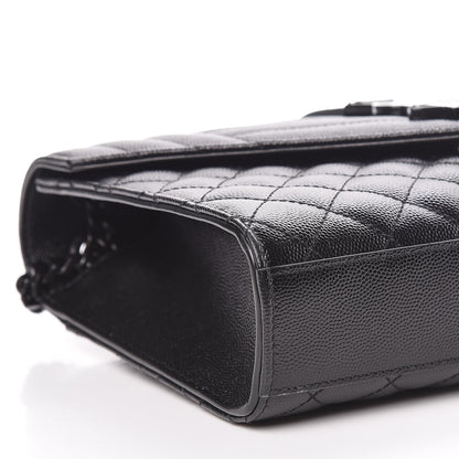 Saint Laurent Grain De Poudre Textured Mixed Matelasse Triquilt Medium Monogram Satchel Black 6 of 10