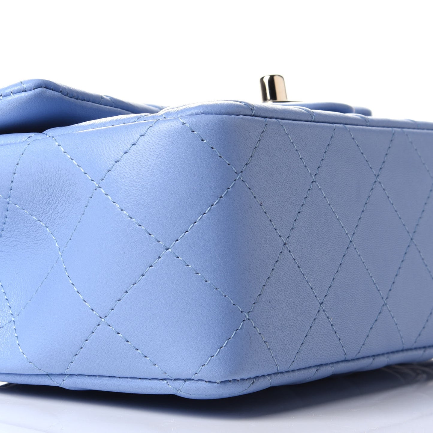 Lambskin Quilted Mini Rectangular Flap Light Blue