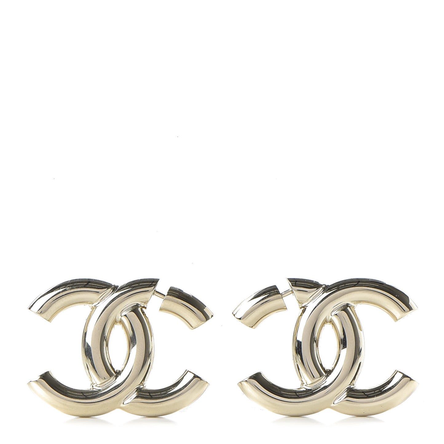 Metal Large CC Earrings Light Gold