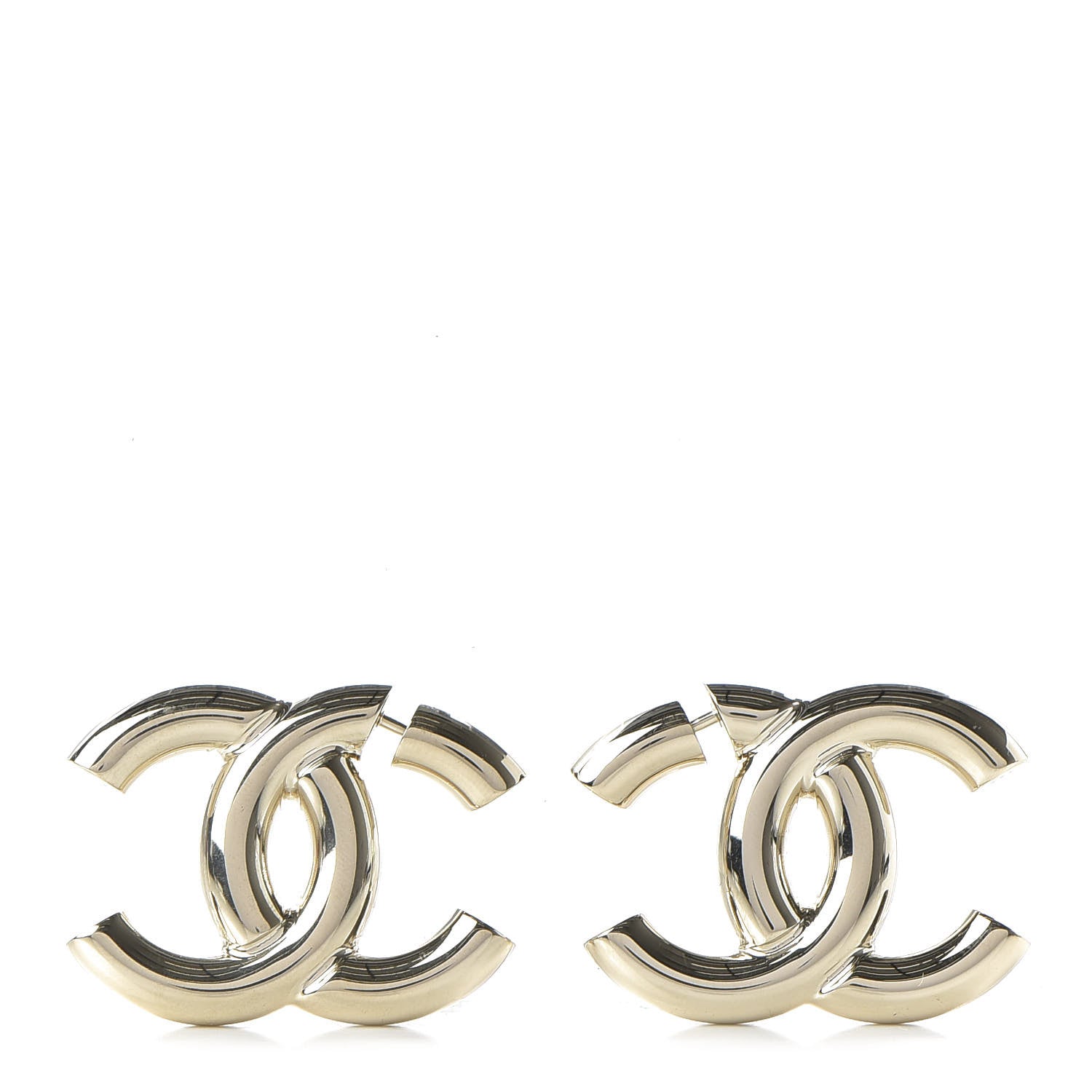 Chanel Metal Large CC Earrings Light Gold 1 of 5