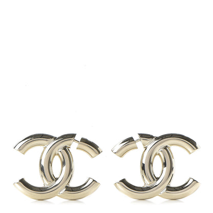 Chanel Metal Large CC Earrings Light Gold 1 of 5