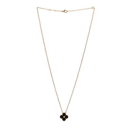 Van Cleef & Arpels 18K Rose Gold Diamond Letterwood Vintage Alhambra Pendant Necklace 2 of 3