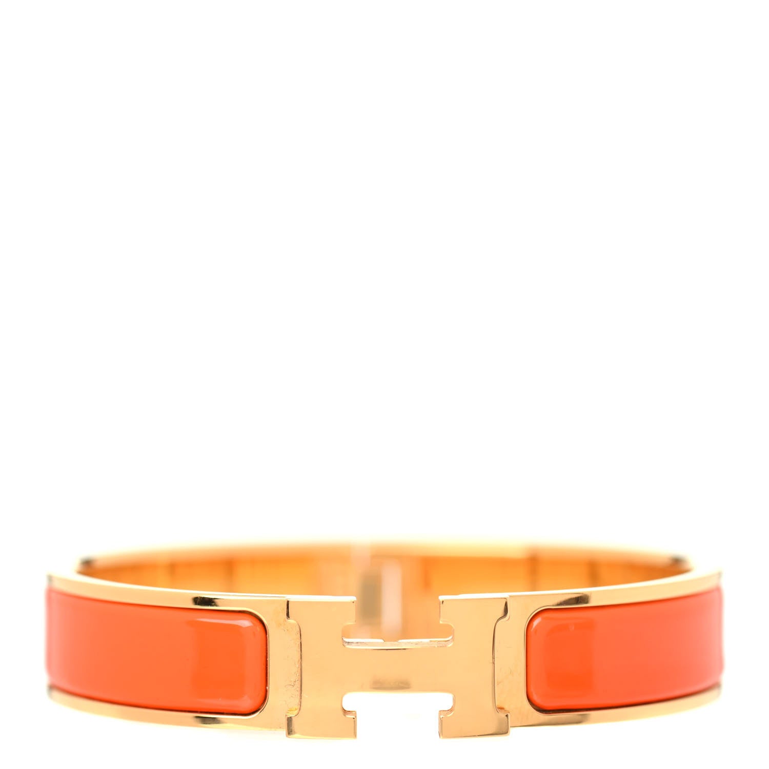 Hermes Enamel Narrow Clic Clac H Bracelet GM Orange 1 of 3