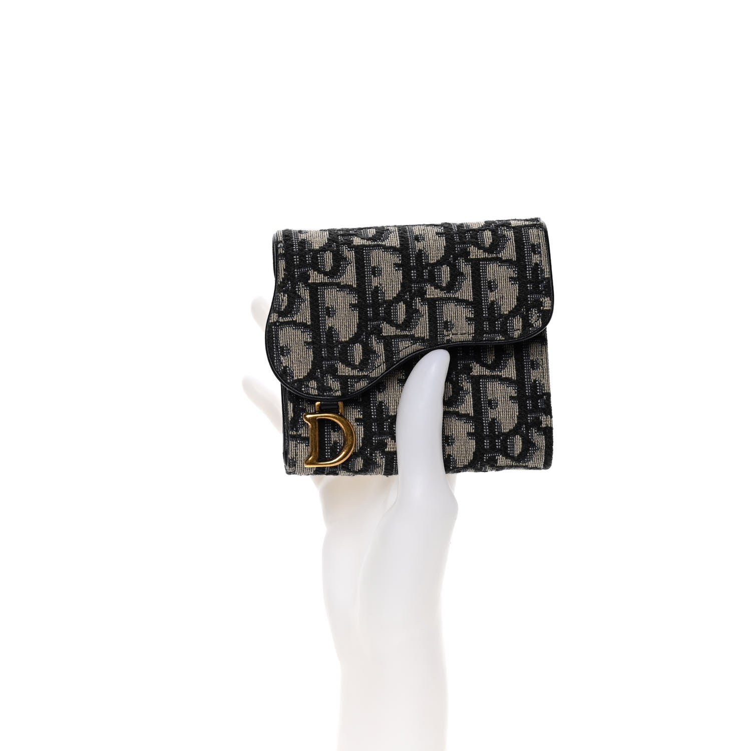 Christian Dior Oblique Saddle Lotus Wallet Blue 9 of 10