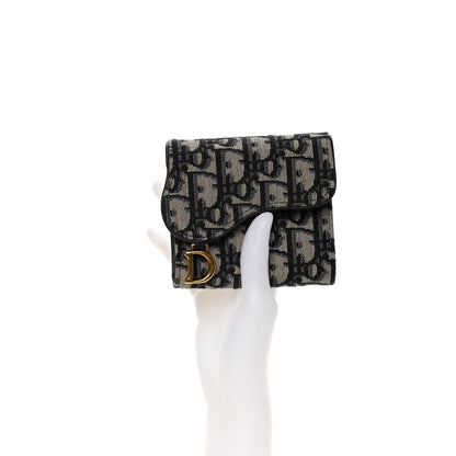 Christian Dior Oblique Saddle Lotus Wallet Blue 9 of 10