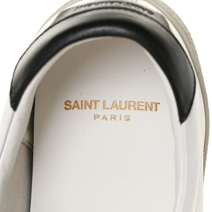 Saint Laurent Calfskin Embroidered Court Classic Sneakers 38.5 White Black 6 of 8