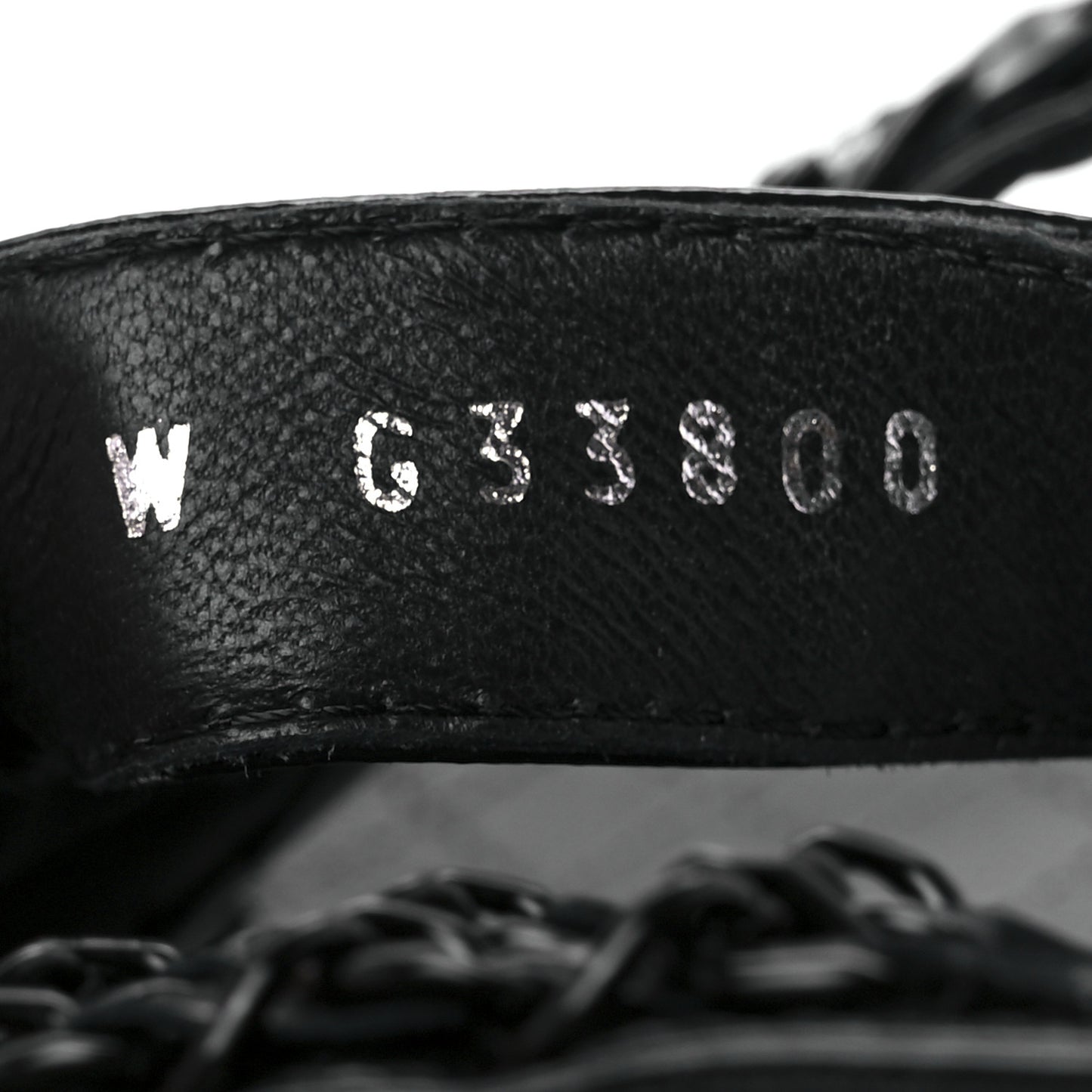 Laminated Goatskin Chain Sandals 41 Black 41 Black