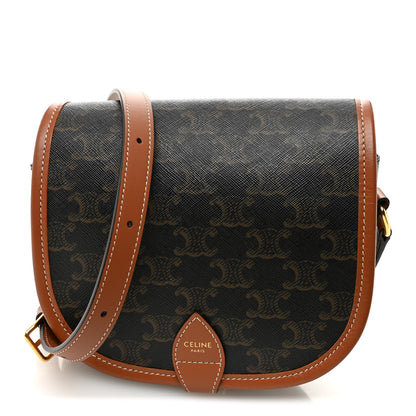 Celine Triomphe Canvas Medium Folco Bag Tan 1 of 9