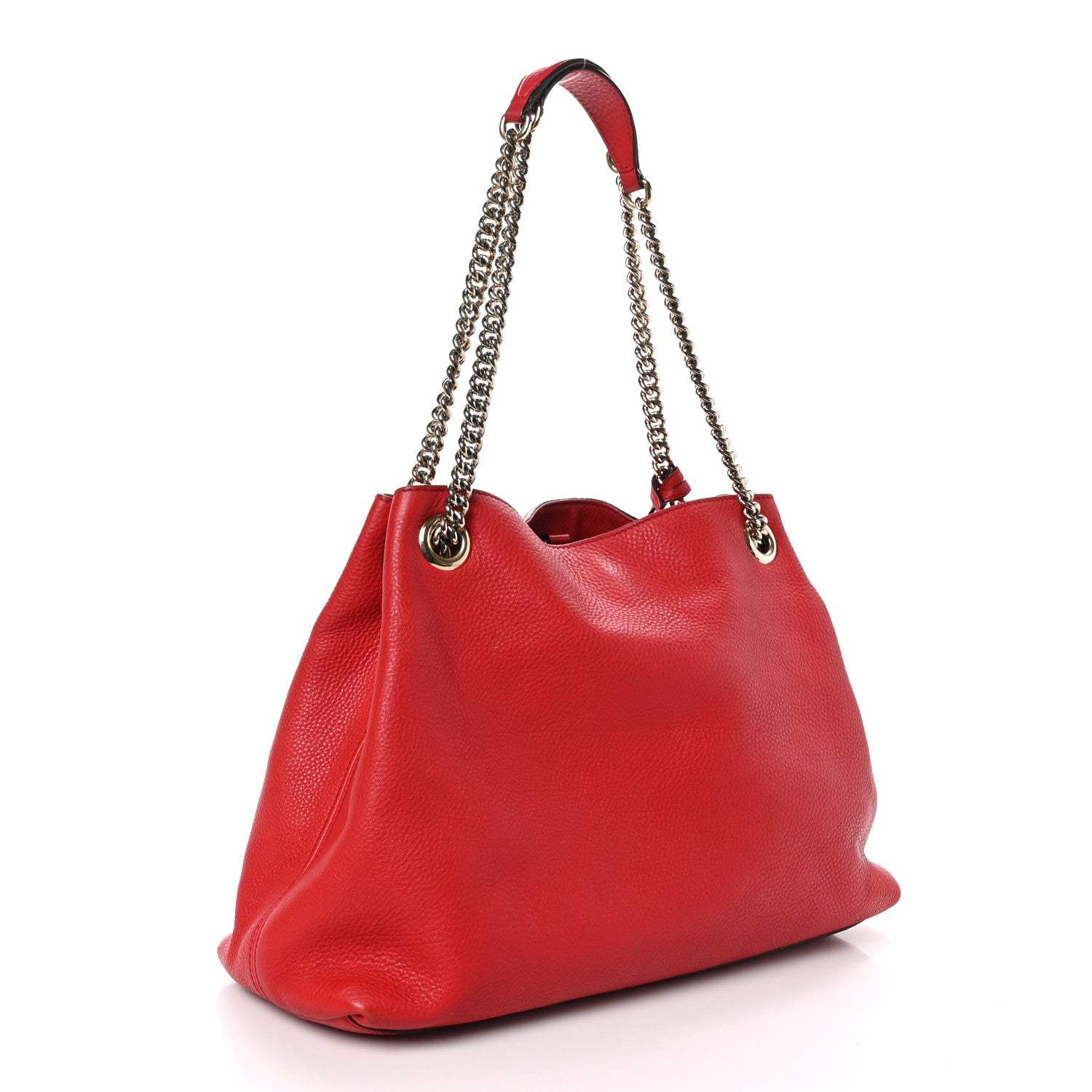 Gucci Pebbled Calfskin Medium Soho Chain Shoulder Bag Tabasco Red 3 of 13