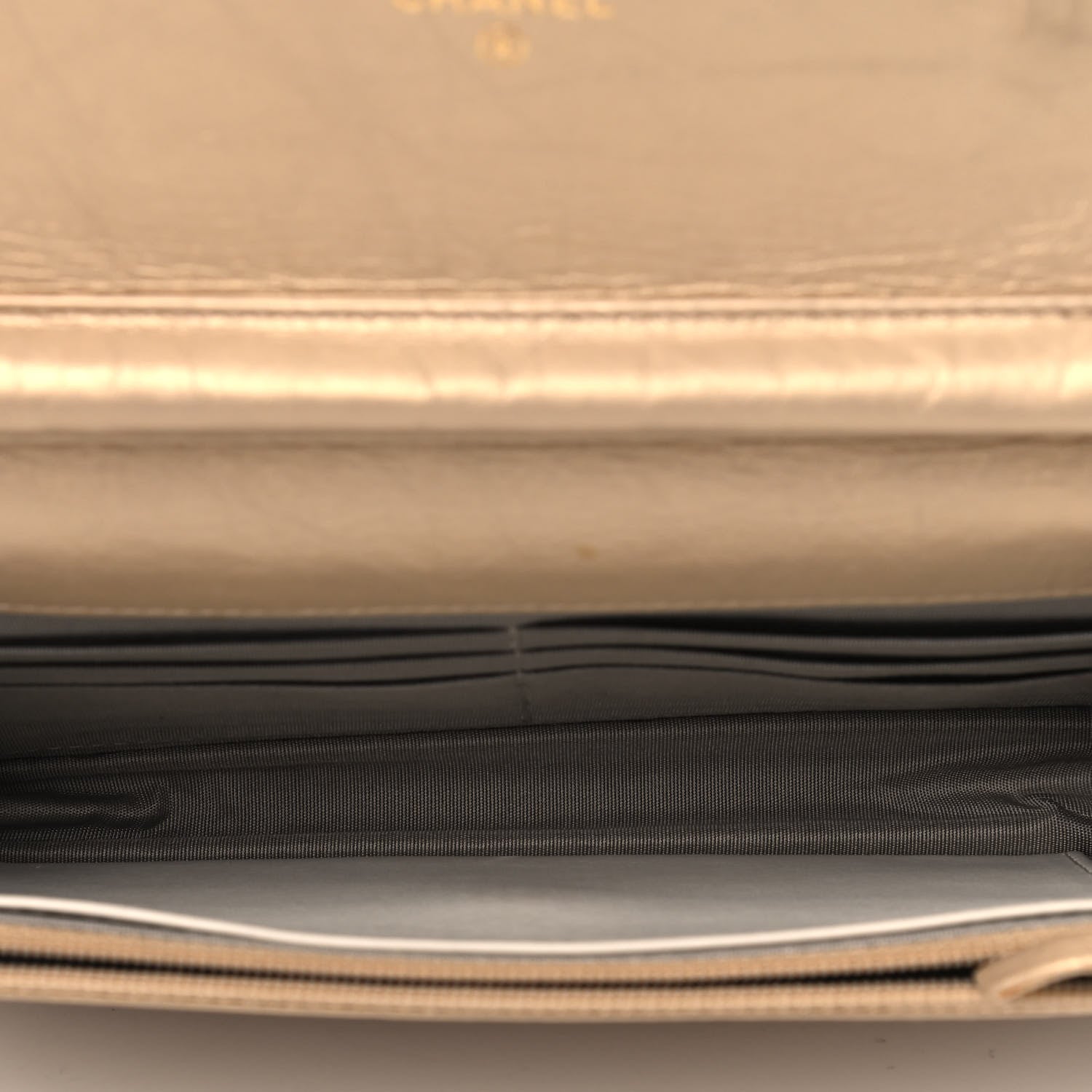 Chanel Metallic Aged Calfskin Quilted Wallet On Chain WOC Gold 4 of 7