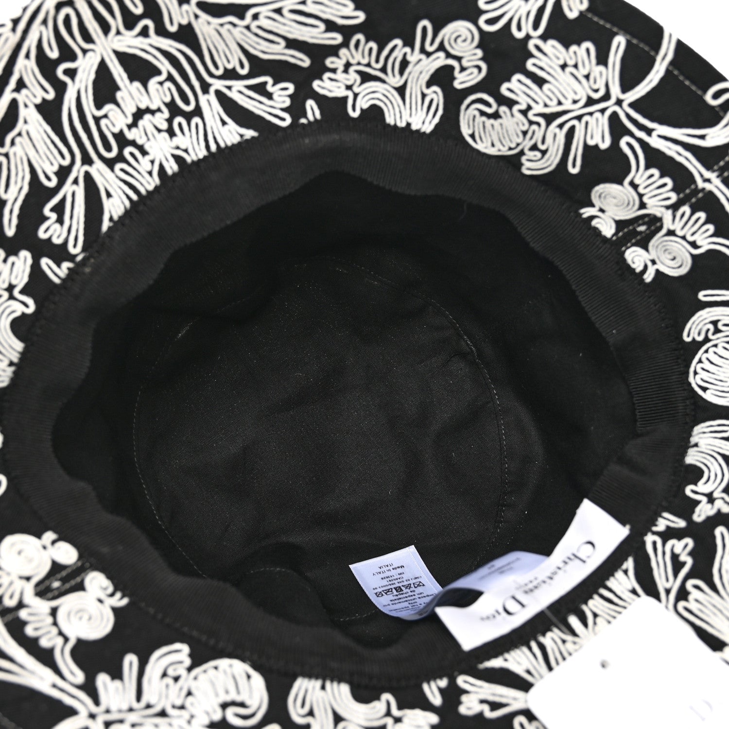 Christian Dior Cotton D-Bobby Small Brim Bucket Hat 57 Black White