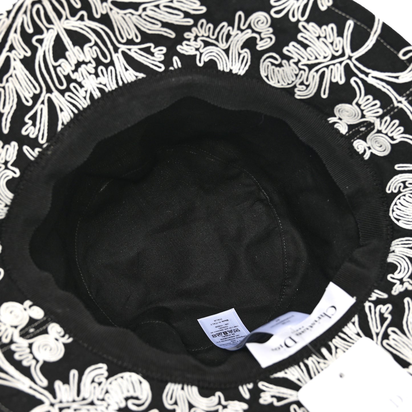 Cotton D-Bobby Small Brim Bucket Hat 57 Black White