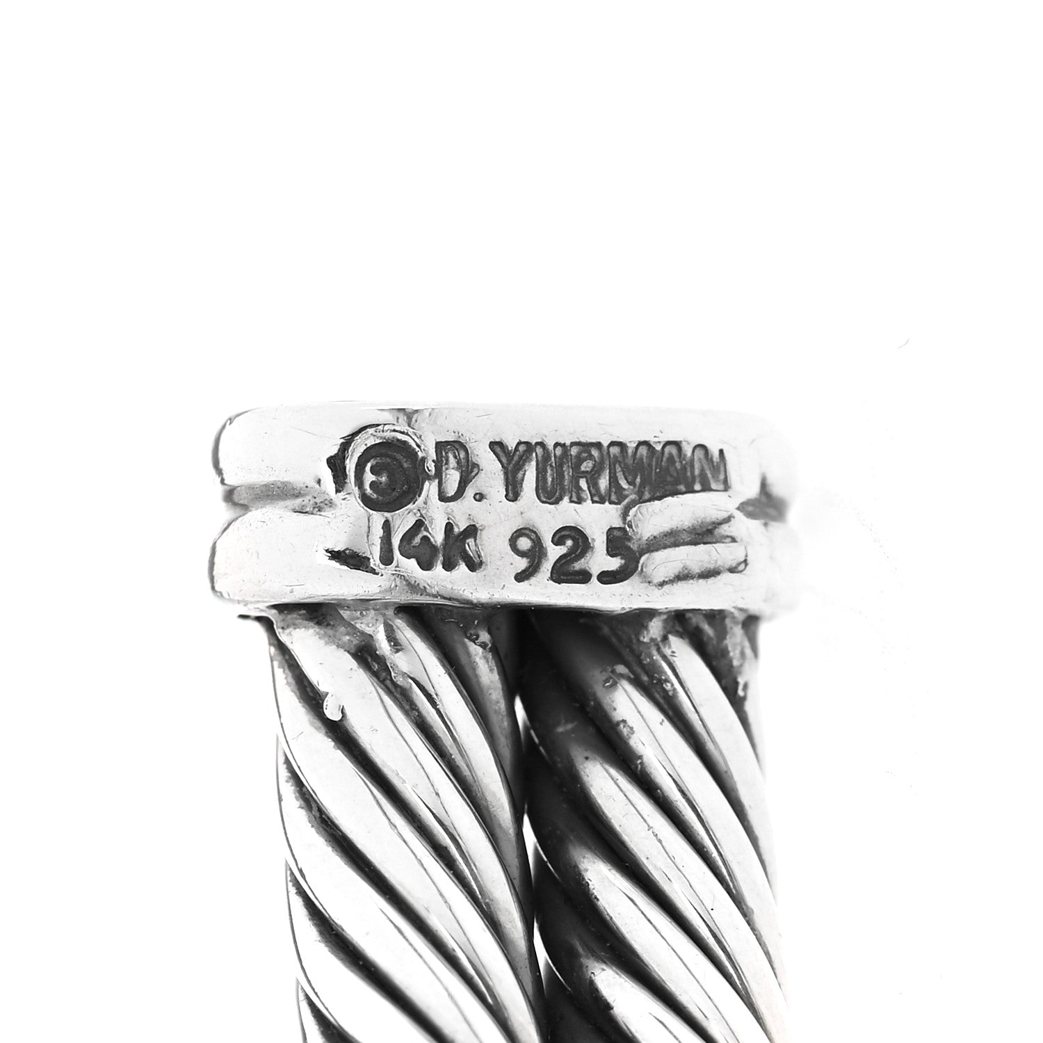 David Yurman Sterling Silver 14K Yellow Gold Amethyst Pink Tourmaline Renaissance Station Double Cable Bracelet 5 of 5