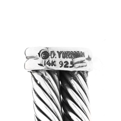 David Yurman Sterling Silver 14K Yellow Gold Amethyst Pink Tourmaline Renaissance Station Double Cable Bracelet 5 of 5