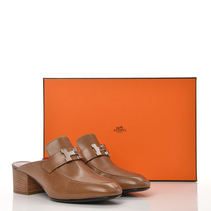 Hermes Goatskin Paradis Mules 36 Taupe 8 of 9