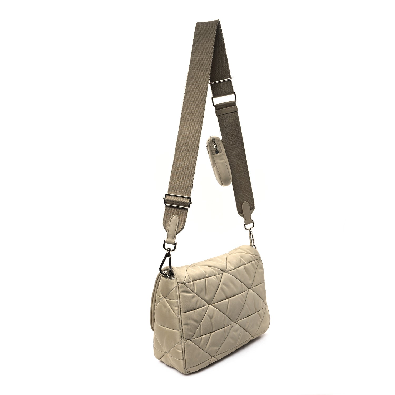 Prada Re-Nylon Quilted Padded Flap Shoulder Bag Deserto 3 of 12